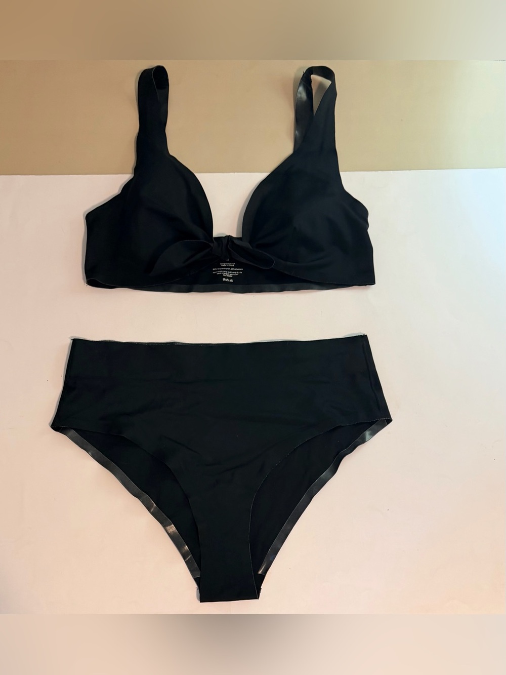 onewith Swim Black Westerly Tie-Front High-Waisted Bikini Set - Size M